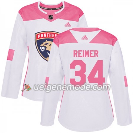 Dame Eishockey Florida Panthers Trikot James Reimer 34 Adidas 2017-2018 Weiß Pink Fashion Authentic